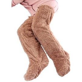 Alphax Room Socks Ultra-Warm Long Cover with Stoppers, Brown, Medium Size