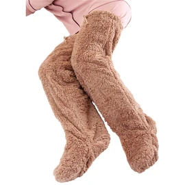 Alphax Room Socks Ultra-Warm Long Cover with Stoppers, Brown, Medium Size