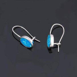 CiNily Aretes colgantes de ópalo para mujeres y niñas, diseño de flor, mariposa, forma ovalada, aretes de gota con gemas de regalo, Piedra, ópalo azul creado