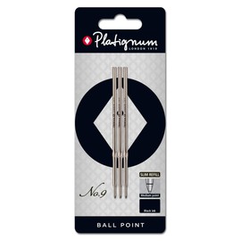 Platignum No. 9 Ball Point Refill Black [Pack of 3] Ref: 50157