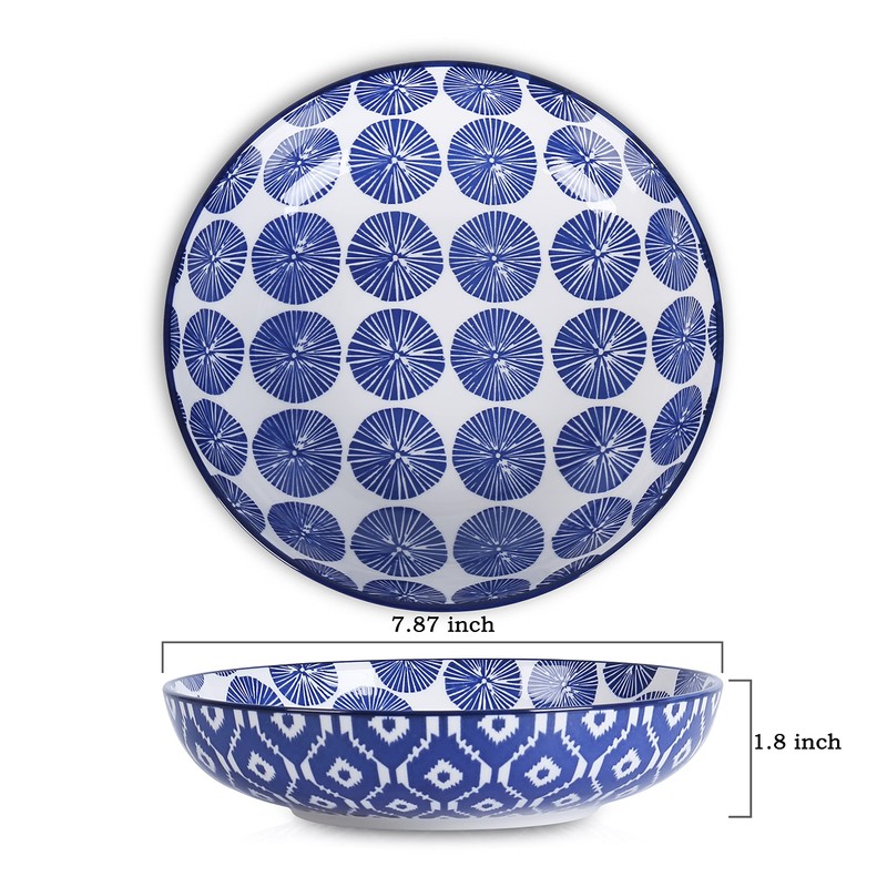 Selamica Porcelain 26 Ounce Pasta Bowls Set of 6, 8