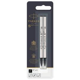 PARKER 65358 5th Refill, Black, F, Pack of 2