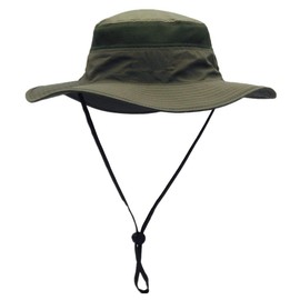 Duakrs Unisex Wide Brim Sun Hat,Outdoor UPF 50+ Waterproof Boonie Hat Summer UV Protection Sun Caps Army Green
