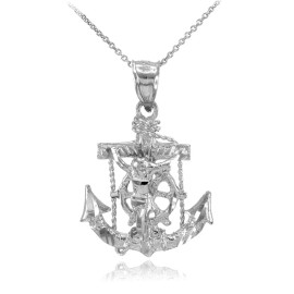 FDJ Silver Mariner Crucifix Anchor Cross Pendant Necklace - Pendant with 16" chain