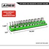 ARES 60007-26-Piece 3/8 in SAE Magnetic Socket Organizer -GREEN -Holds