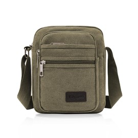 FuninCrea Casual Crossbody Bag, Canvas Shoulder Bag, Messenger Bags for Men, Multi Pocket Crossbody Phone Bag with Shoulder Strap for Sports, Travel, Hiking, Cycling, green
