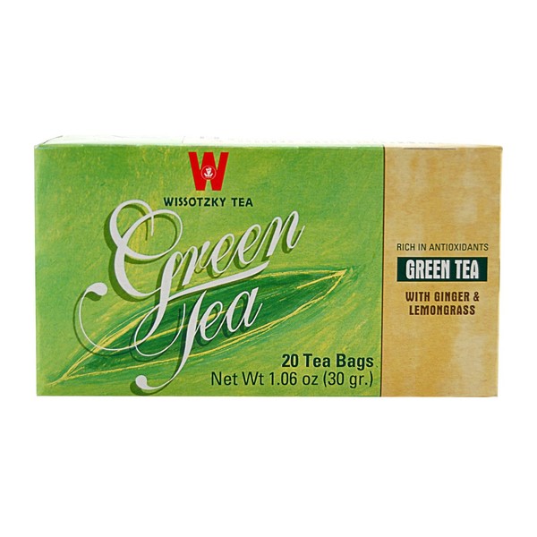 WISSOTZKY Green Tea w/ Ginger & Lemongrass, 1.06-Ounce Boxes (Pack of 6)