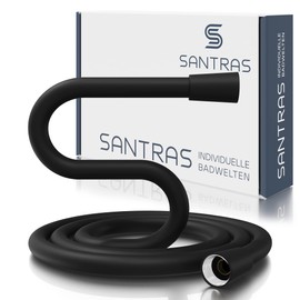 SANTRAS® Premium Shower Hose Matt Black 1.50 m with Flow Limiter - Particularly Flexible Shower Hose Made of Easy Clean Material Made in Germany