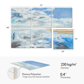 Olanglab Art Acoustic Panels, 72 "x48" Sound Absorbing Panels 6 Pack, Sound proofing Wall Panels for Home Studio, Office, Theater (Seaside)