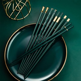 MZSX Chopsticks, Gift Set, High-end Luxurious Professional Design, Super Strong Healthy, Reusable, Japanese Chinese Chop Sticks with Wave Pattern