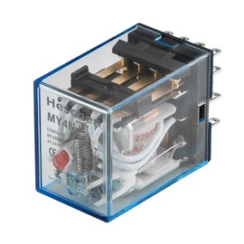 Heschen Gereral Purpose Power Relay, MY4NJ, 220VAC Coil, 3A 220VAC/24VDC, 4PDT, LED Indicator, 14 Pin terminals