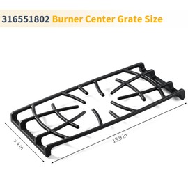 Allstare 316551802 Burner Grate Replacement Parts for Frigidaire gas Stove Range Parts 3165518 Gallery Stove Top Center Grate FGF348KSK DGGF3042KFR Frigidaire Cast Iron Cooktop Grate Rack 1 Pack