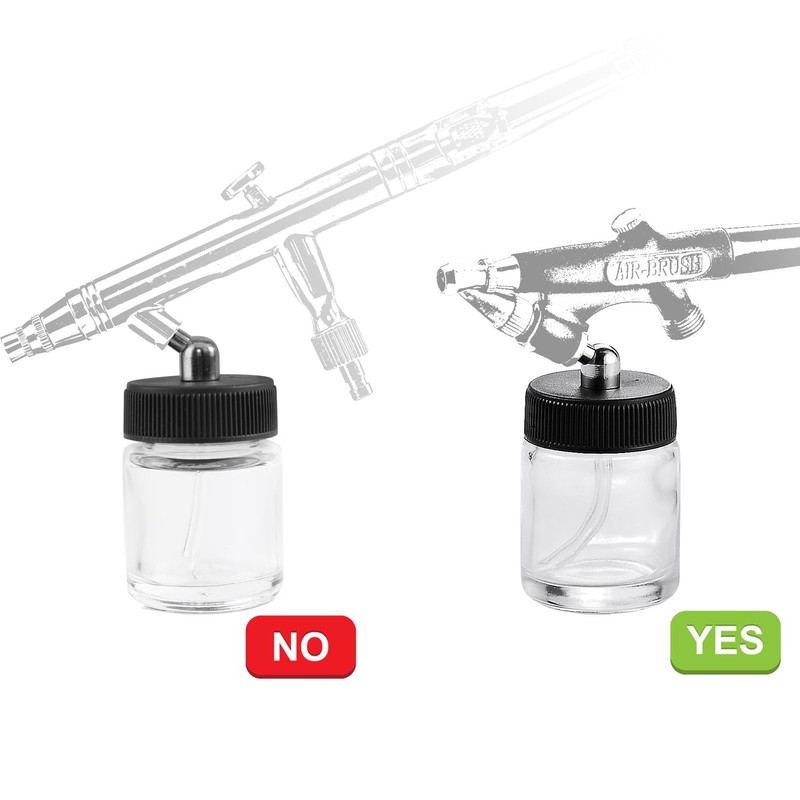 Langlengtec 10pcs 18cc Glass Airbrush Bottles Kit with Adapter Caps