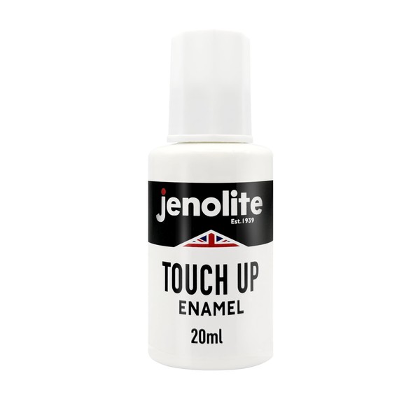 JENOLITE Kitchen & Bathroom Enamel Repair + Touch Up Paint - Enamel Repair for Kitchen Appliances, Bathrooms, Metals, Radiators, Fridges, Showers & Sinks - White - 20ml