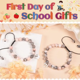 MANVEN Back to School Gift Mother And Daughter Bracelet First Day of School Gift Mommy and Me Matching Butterfly Beaded Bracelet Charm Wish Bracelets Jewelry Set for Girls Boys Son Granddaughter