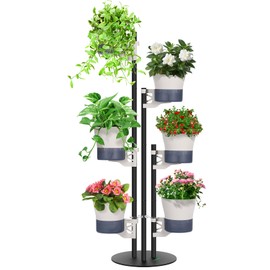 VIVOSUN Metal Plant Stand, 6-Tier Tall Vertical Planter Tower with Self-Watering Planters, Modular Shelf for Indoor & Outdoor Use