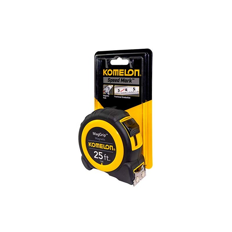 Komelon 7325; 25' x 1" Magnetic MagGrip Tape Measure, Yellow/Black