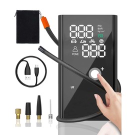 EE-ACE Tire Inflator: 4X Faster, 8400mAh Cordless Portable Air Compressor, 10.3Bar Air Pump for Car Tires, 150PSI Electric Bike Pump with Pressure Gauge for Car, Bicycle, Motorcycle, Ball, All Valves