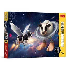 Trefl - BrainRots, Space Cow - Puzzle da 200 pezzi - Un puzzle colorato che raffigura un universo surreale, per bambini dai 7 anni in su