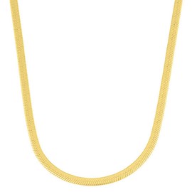 Verona Jewelers Sterling Silver 2.5MM, 3.3MM Italian Herringbone Flat Snake Magic Chain -Gold Plated Herringbone Chain Necklace, Gold Over Silver Necklace for Men and Women (30, 3.3MM)