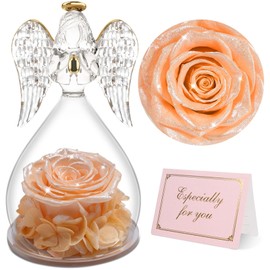 Yamonic Eternal Rose Angel Figure Gifts for Women, Eternal Rose Angel Gifts for Mum, Birthday Gift for Women, Grandma Gift, Eternal Rose in Glass Guardian Angel Christmas, Mother's Day Gift