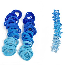 48-Piece Hair Ties, 12-Piece Metal Snap Hair Clips Aceessories, Perfer for Girls and Kids(Blue)
