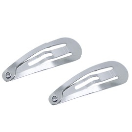 MAHAVIMOKSA Wholesale 100pcs 60mm/2.36" Silver Tone Tear Shape Barrettes Women Metal Snap Hair Clips for DIY Craft (60mm, Silver)