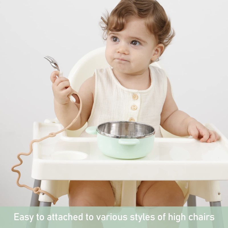 Baby Spoons Self Feeding 6 Month,Toddler Utensils Holder Strap Food