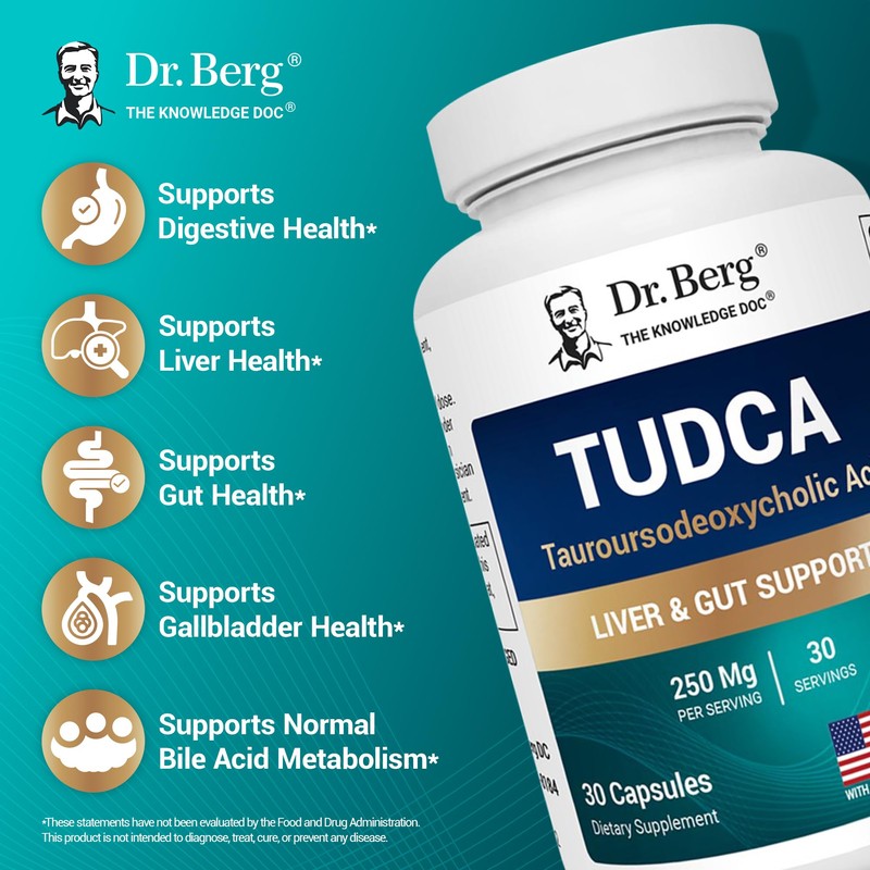 Dr. Berg TUDCA Supplement (Tauroursodeoxycholic Acid) - Powerful Formula for