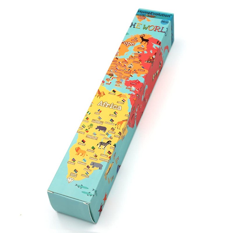 HomeEvolution Large Removable Educational World Map Peel and Stick Wall
