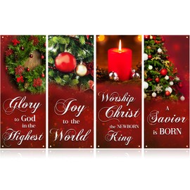 FuWeave 4 Pcs Church Banners with Scripture for Sanctuary Wall, Christian Praise Worship Bible Signs for Religious Festivals, Church Event, Communal Prayers, Back to School