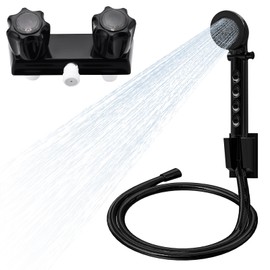 RV Shower Faucet with Head and Hose: All-Season Leakproof Valve Design for Camper & Motorhome - Easy DIY Bathroom Upgrade for Travel Families (Black)