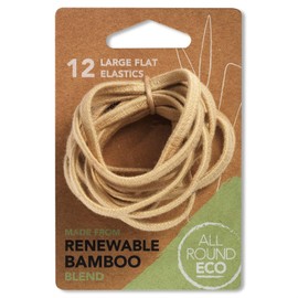 Blonde Large Flat Hair Elastics, Renewable Bamboo, Pack of 12