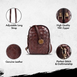 VILENCA HOLLAND Genuine Leather Small Leather Crossbody Bags For Women Cell Phone Purse, Trendy Casual Travelling Bag With Adjustable & Detachable Strap (VL-352-Brown)