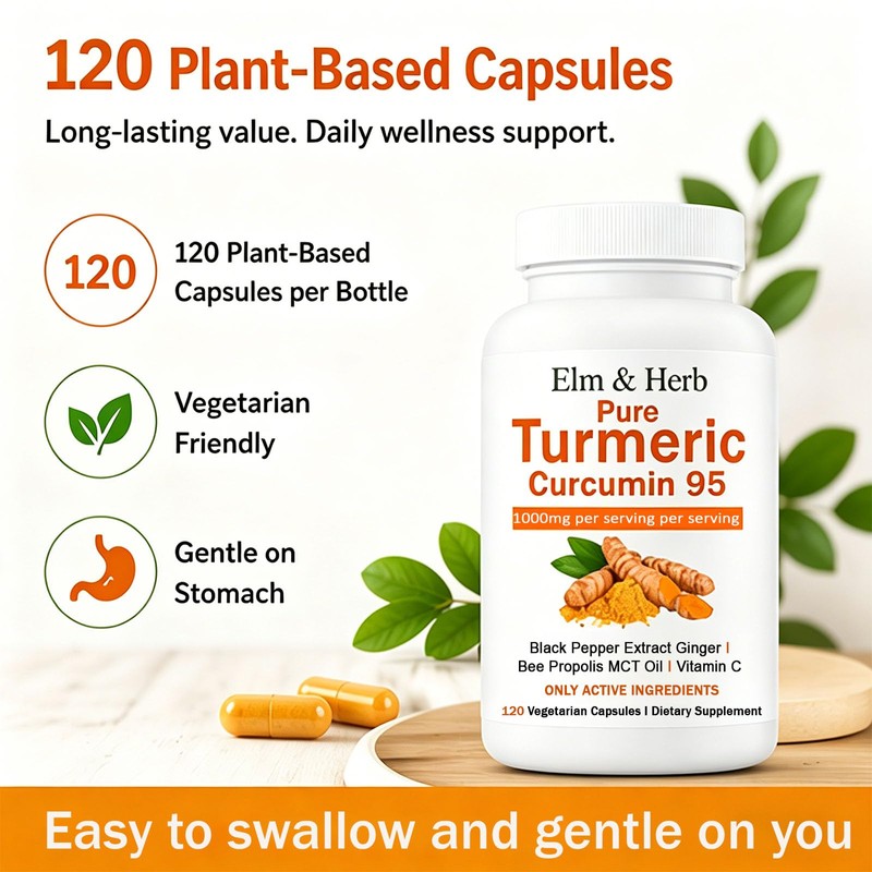 Elm & Herb Pure Turmeric Curcumin 95, Elm and Herb