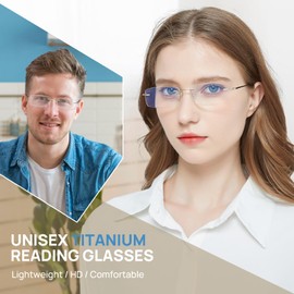 MARE AZZURO Lightweight Reading Glasses Men Women Stylish Durable Titanium Readers 1.00 1.25 1.50 1.75 2.00 2.50 2.75 3.00 3.50 4.00 5.00 6.00 (Silver 2.00)