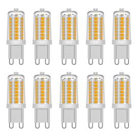 JUNSHI G9 LED Bulb Dimmable 3.5W,25W 30W 35W G9 Halogen Bulbs Equivalent,3000K Warm White,AC110-130V T4 Chandelier Light Bulbs G9 Bi Pin Base, AC 120V,350LM,10 Pack