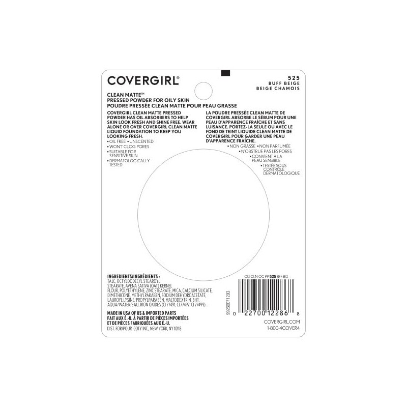 COVERGIRL Clean Matte Pressed Powder Buff Beige 10 g (Packaging