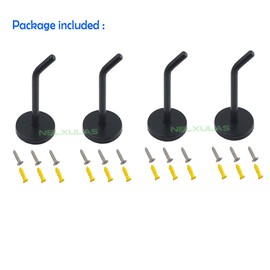 NELXULAS Classic Black Stainless Steel Heavy Duty Coat Hook, Durable Robe Hanger Wall Mount Hook, Perfect Touch Your Bathroom, Bedroom, Closets, Wardrobe, Kitchen (6", 4 PCS)