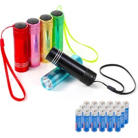 Hilngav 6 Pack Mini Flashlight Bulk, Small Aluminum LED Powerful Handheld Flash Light with Batteries Lanyard High Lumens Flashlights for Night Reading Christmas Gifts Stocking Stuffers Camping