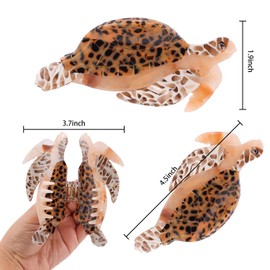 Tihebax Turtle Hair Claw Clips, Large Brown Turtle Animal Hair Clips Unique Fun Hair Clips for Women Novelty Hair Claw (Brown)