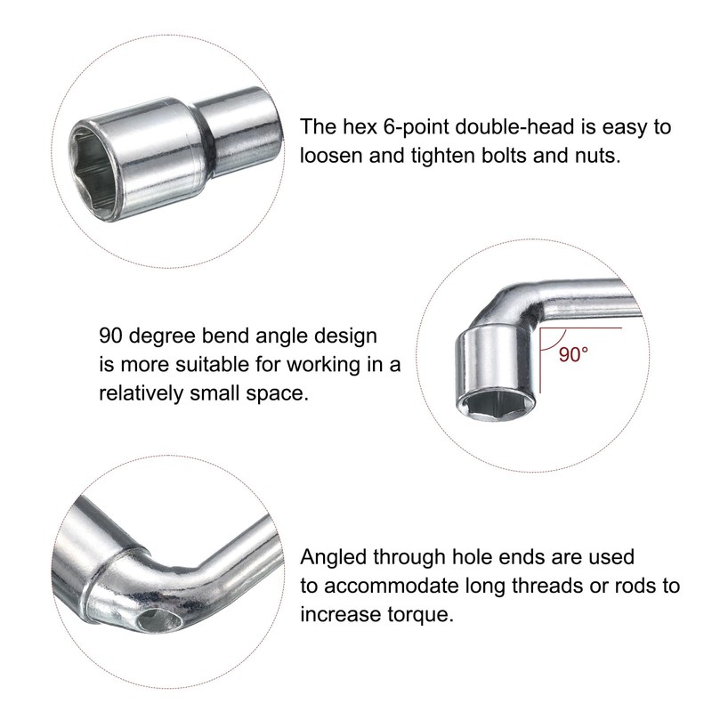 HARFINGTON L Shaped Angled Hex Socket Wrench 12mm 45# Steel