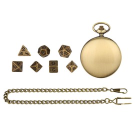 OATIPHO Mini Dice Set with Pocket Watch Shell, Polyhedral Metal Mini Role Playing Dice Set with Waist Chain Pocket for Dungeons Men Women Gamers Role Playing Board Games Accessory