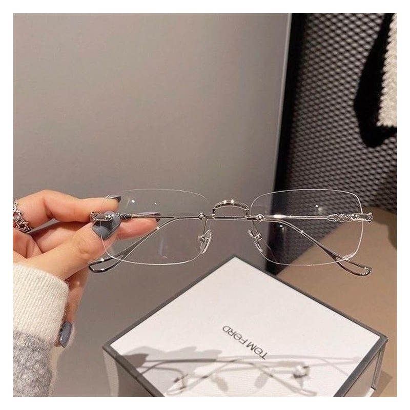 88flix Korean Rimless Glasses, Blue Light Cut, Unisex, For PC,