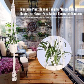 Yosoo Macrame Plant Hanger Colgante Plantador Cesta de sostenedor para macetas de Flores Decoración de jardínMacrame(SOGA con Hierro)