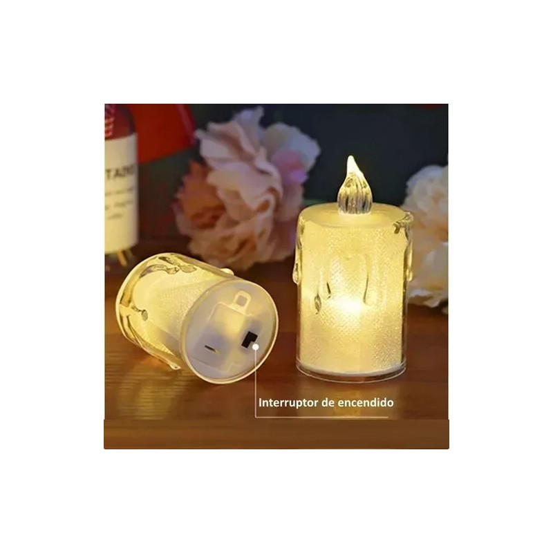 VELA PARPADEANTE 48 Velas Led Decorativas Lagrimas Transparentes Fiesta