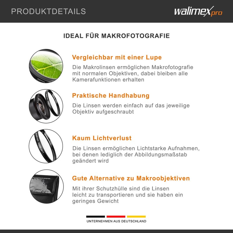 Walimex Close 17860 up Makrolinsen-Set 72 mm inkl. 0.0125 Dioptrien