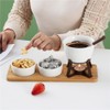 Sizikato White Porcelain Chocolate Fondue Set, with 2 Fruit Fork