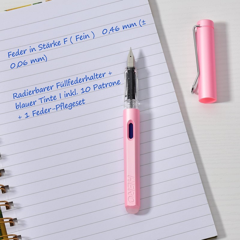 LVZONGXIN Erasable Fountain Pen with Erasable [Blue] I Includes 10