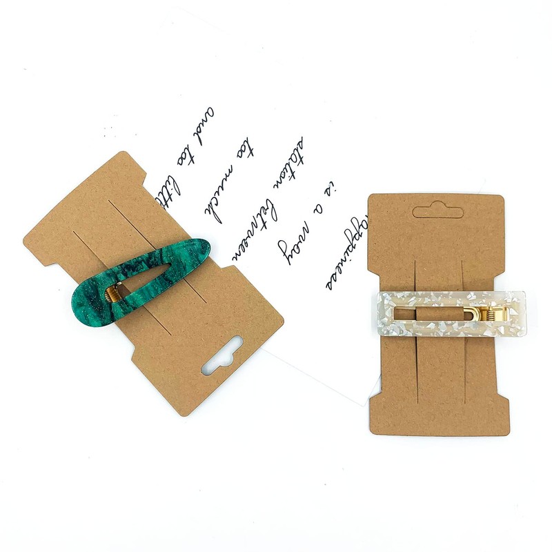 Doromy 100 Packs Hair Clip Display Cards Rectangular Hair Barrettes